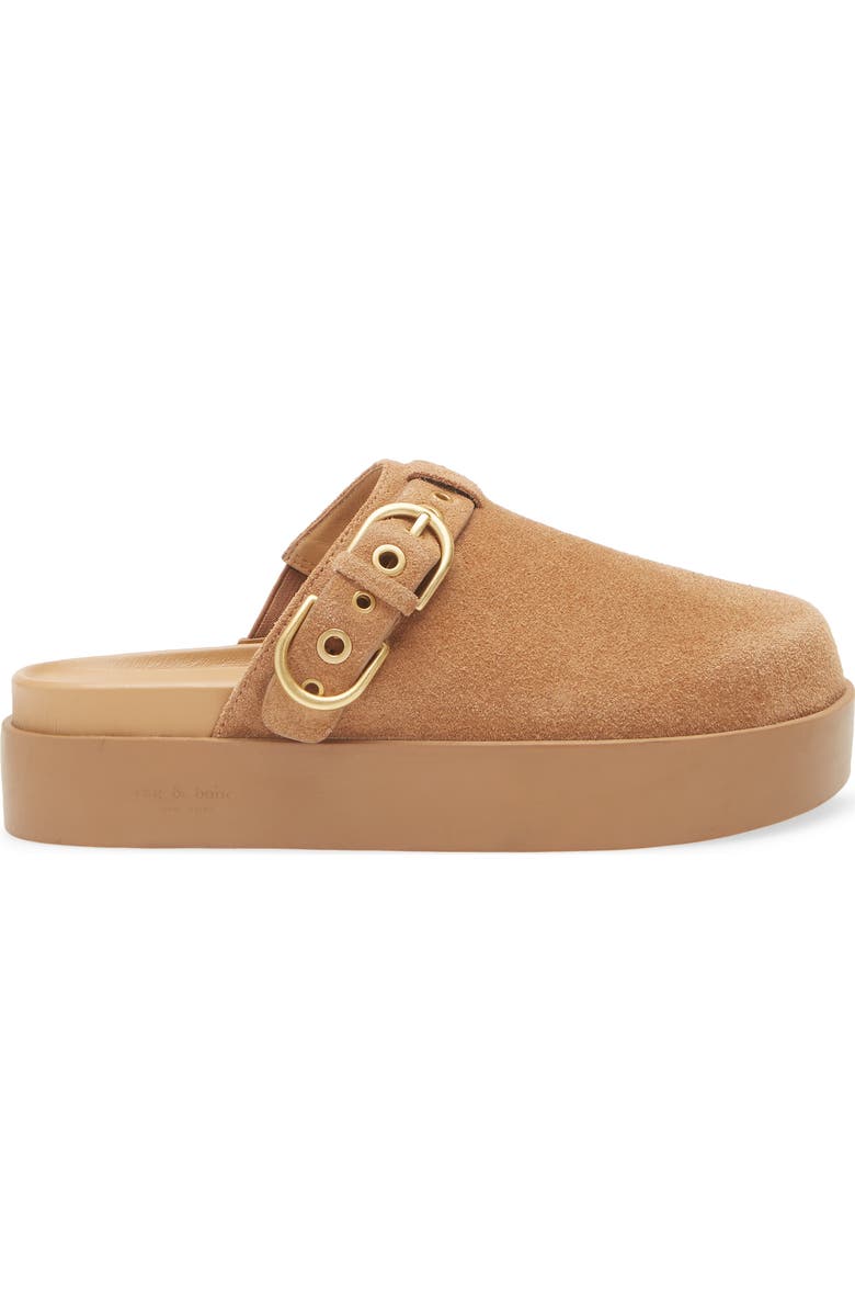 rag & bone Geo Buckle Platform Mule, Alternate, color, Brownwood Suede