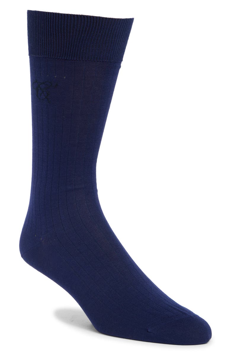 Canali Solid Cotton Dress Socks, Main, color, 
