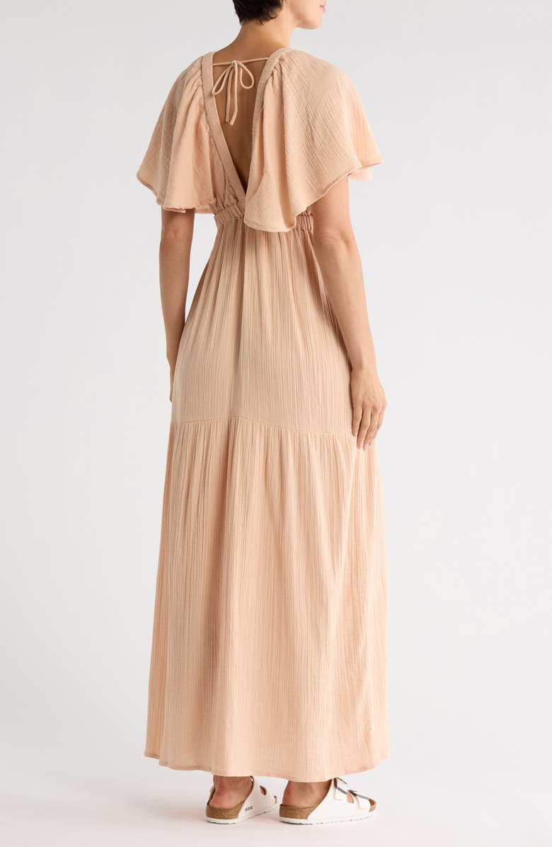 Amuse Society Sail Me Away Short Sleeve Woven Dress, Alternate, color, Beige