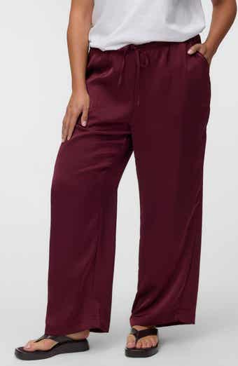 Satin Tie Waist Wide Leg Pants