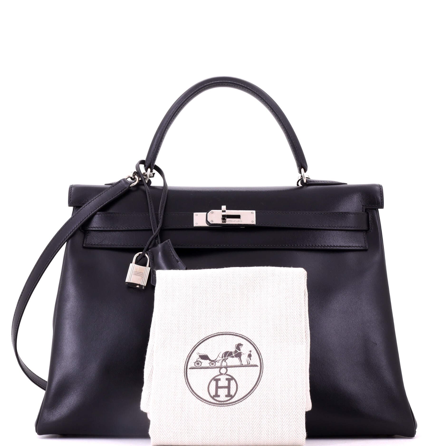 Kelly Handbag Black Box Calf with Palladium Hardware 35, Alternate, color, Black
