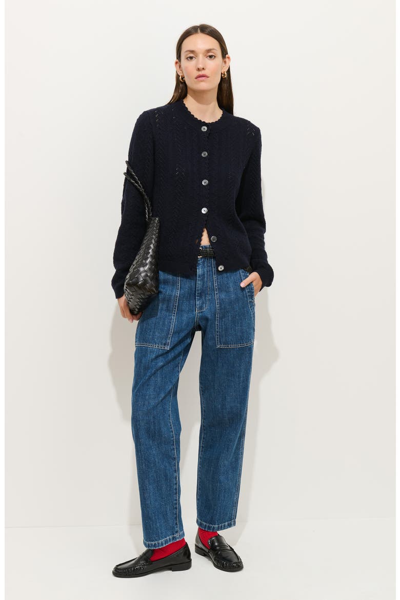 Annalise Pointelle Cardigan, Alternate, color, NAVY
