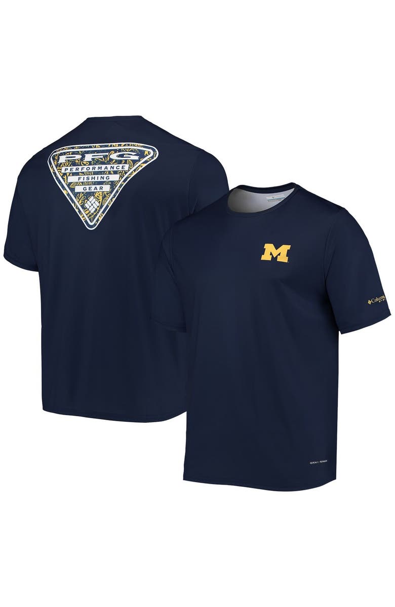 Columbia Men's Columbia Navy Michigan Wolverines Terminal Tackle Omni-Shade T-Shirt, Main, color, 