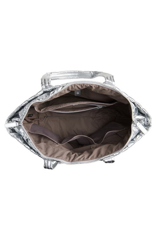 Veecollective Vee Weekender Water Resistant Quilted Recycled Nylon Tote In Silver