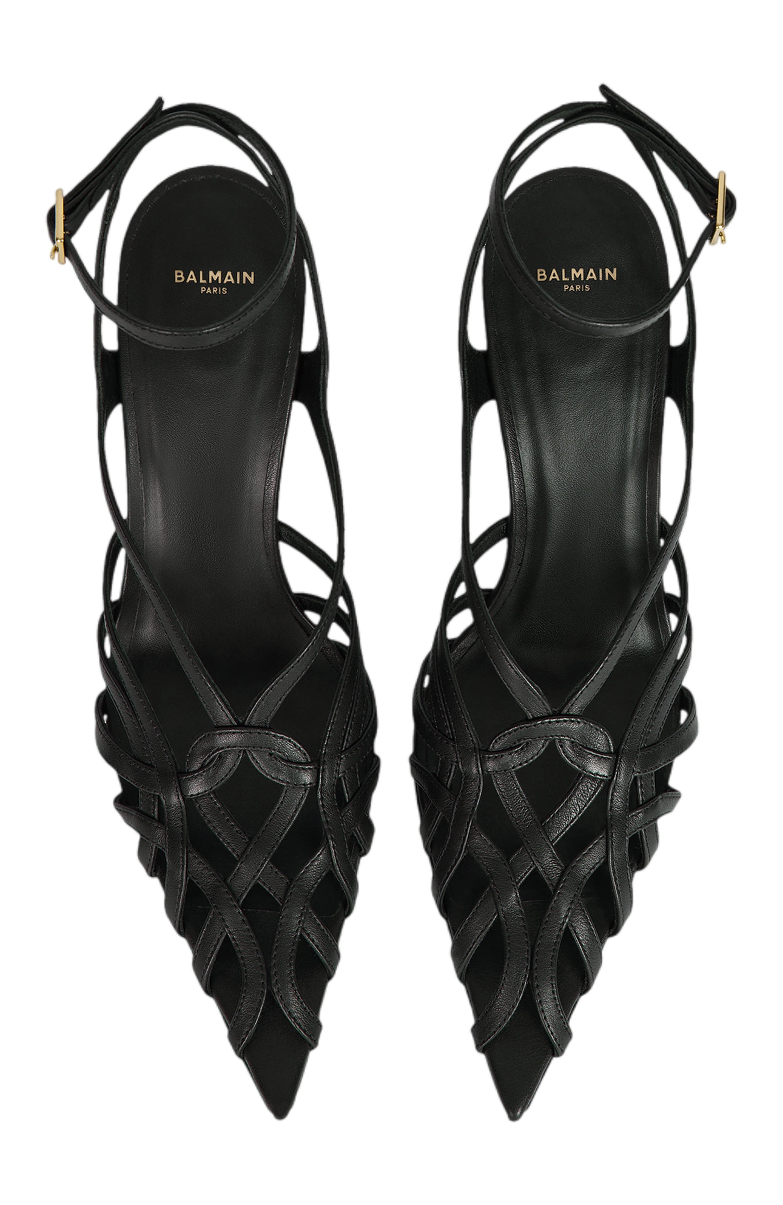 Smooth Leather Cage Sandals, Alternate, color, black