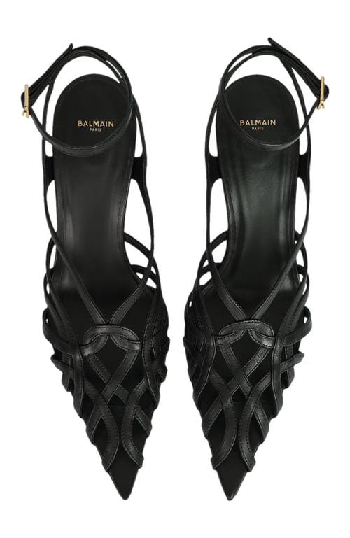Balmain Smooth Leather Cage Sandals In Black