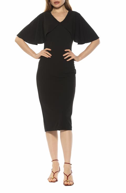 Novi Flutter Sleeve Midi Dress