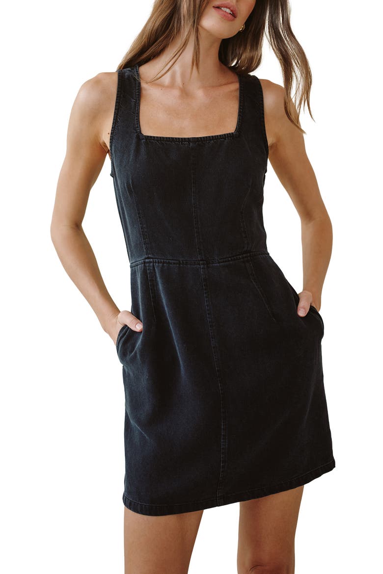 Fitted Lyocell Minidress, Alternate, color, DARK GRAPHITE WASH