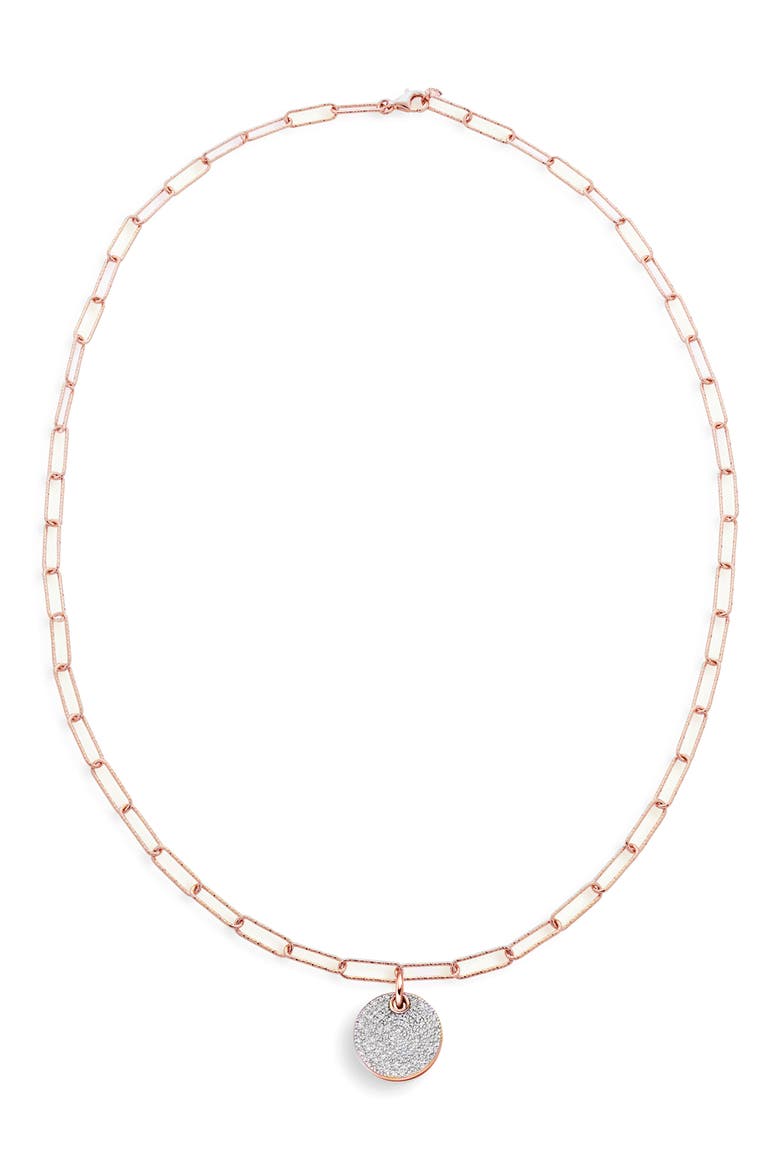 Ava Diamond Disc Pendant Necklace, Main, color, 18K ROSE GOLD VERMEIL/ DIAMOND
