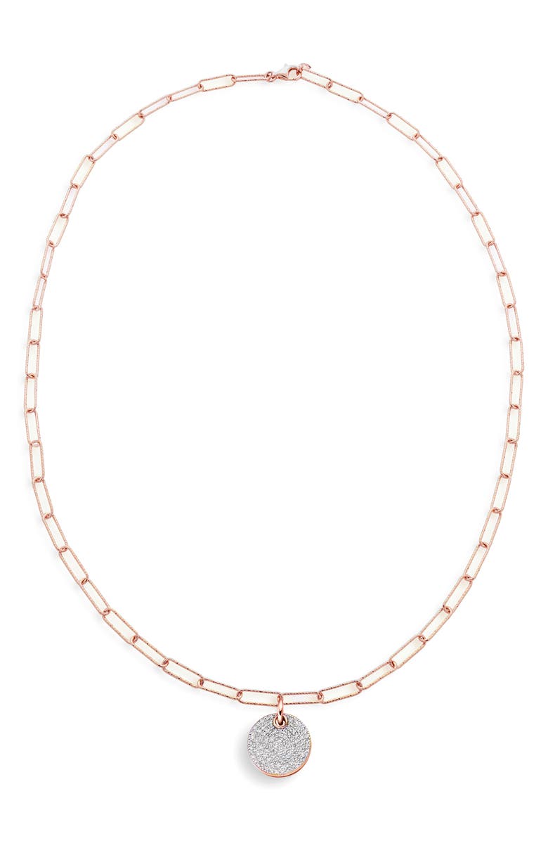 Monica Vinader Ava Diamond Disc Pendant Necklace, Main, color, 18K Rose Gold Vermeil/ Diamond