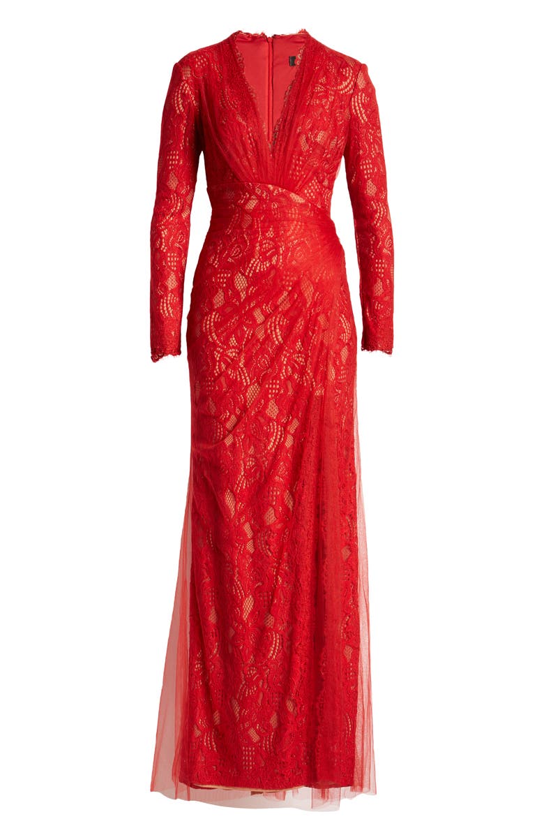 Tadashi Shoji Long Sleeve Lace & Tulle Body-Con Gown, Alternate, color, 