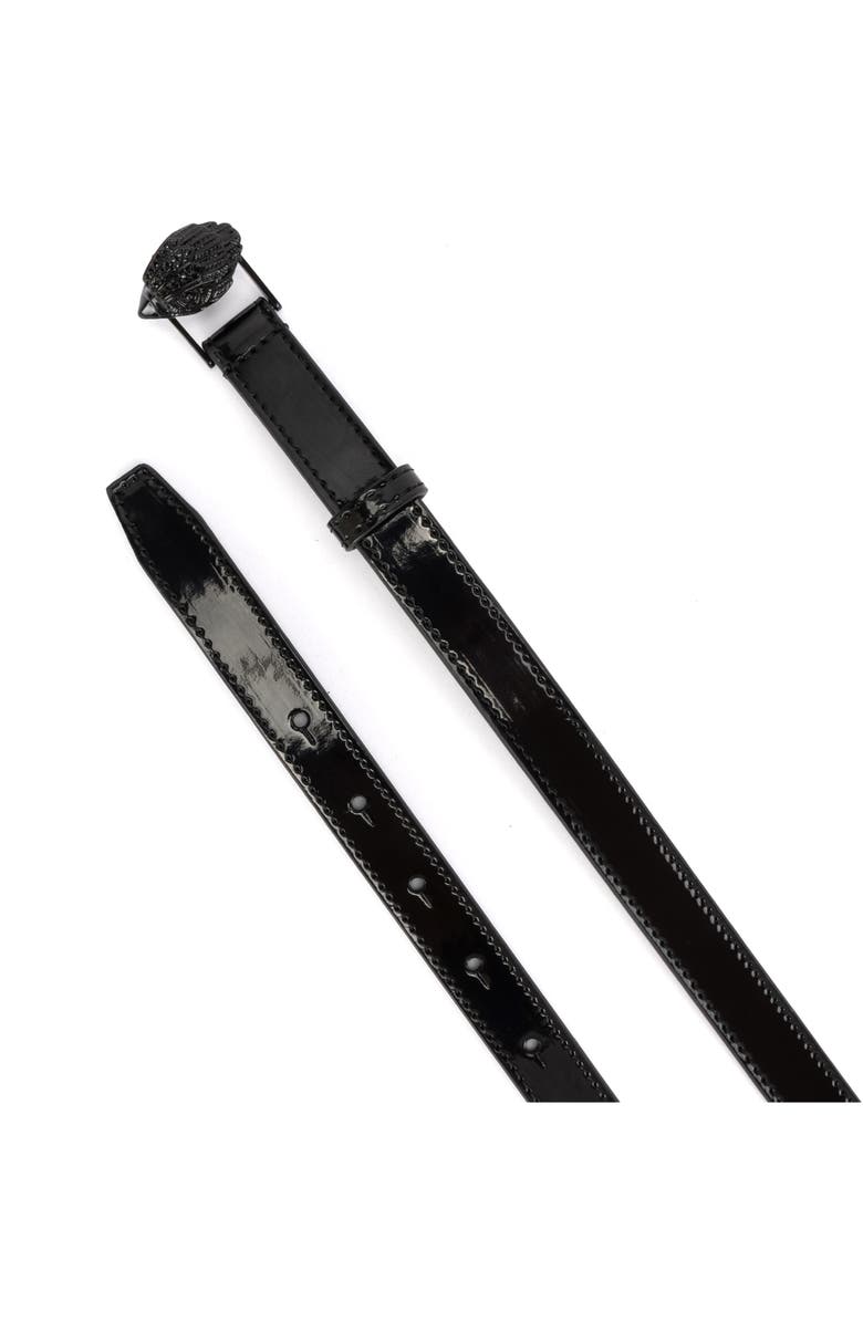 Kurt Geiger London Patent Leather Belt with Eagle Head Buckle, Alternate, color,