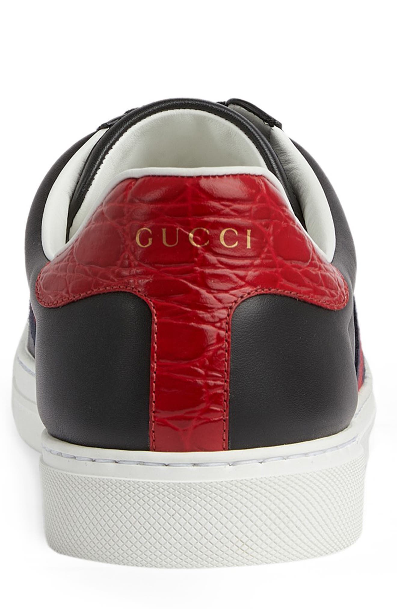 Gucci New Ace Lace-Up Sneaker, Alternate, color, Black Hibiscus Red
