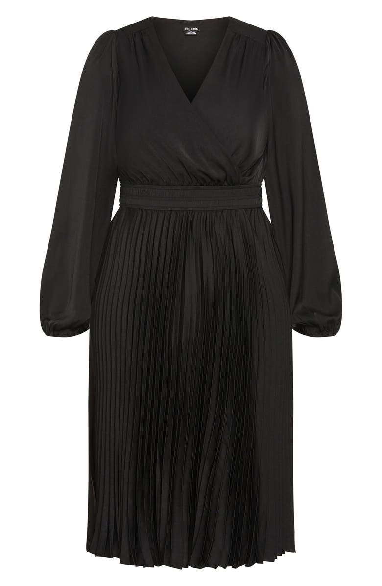 City Chic Finley Long Sleeve Satin Midi Dress, Alternate, color,