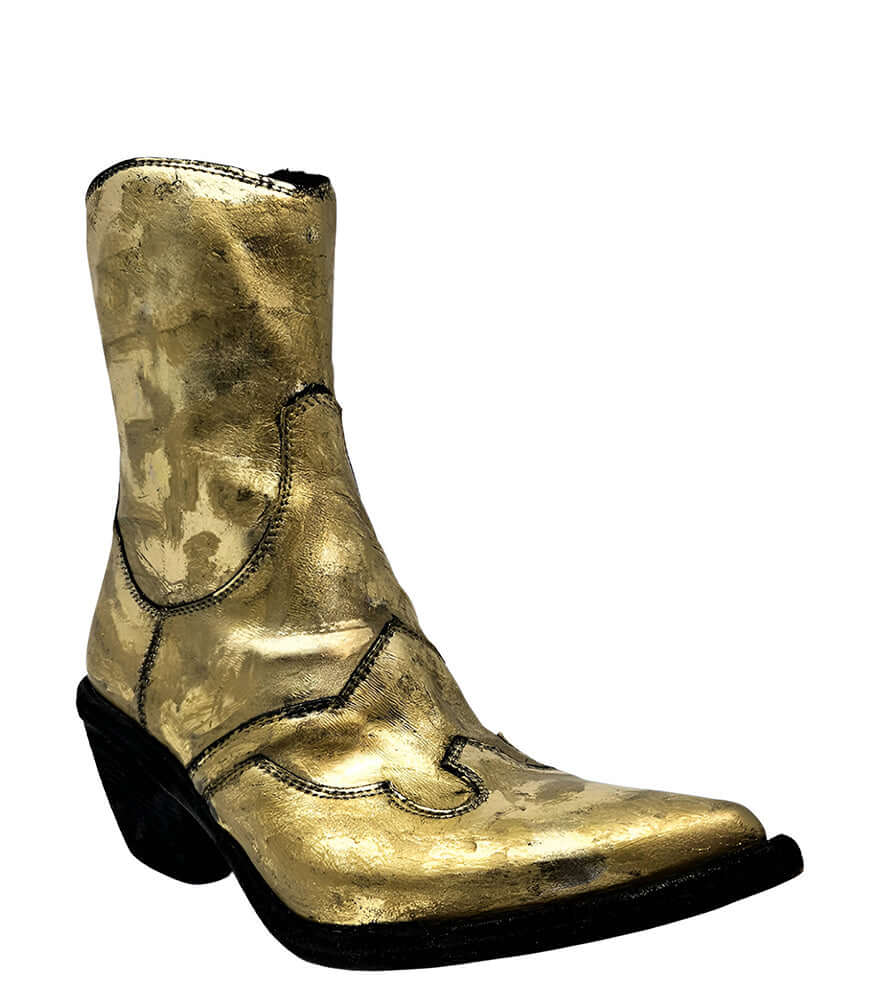 Laminated Pointy Toe Ankle Boot, Alternate, color, Gold