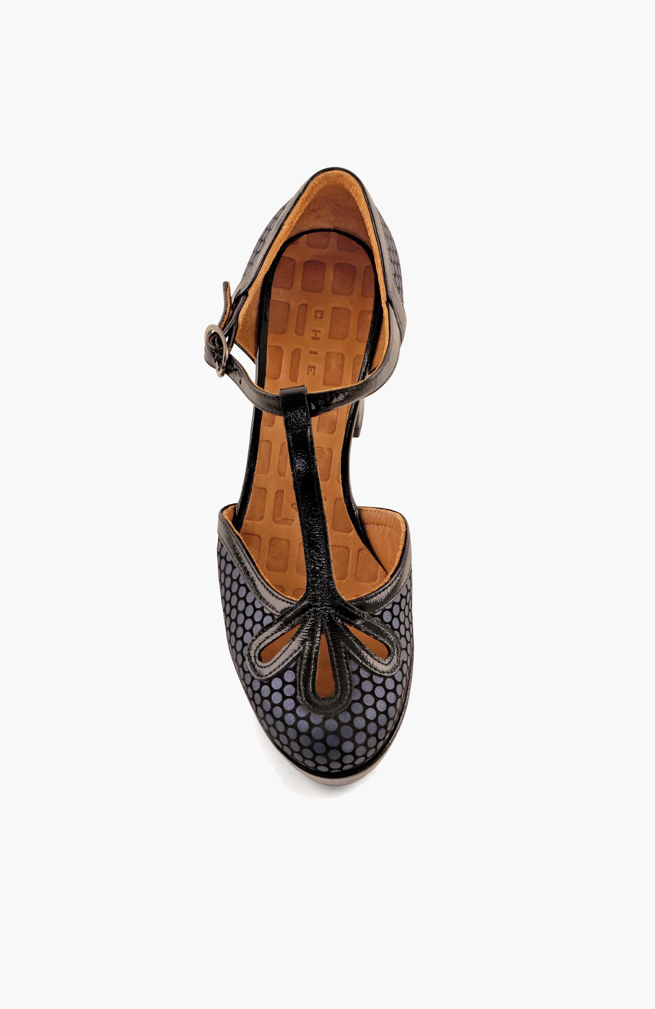 Suede and patent print Buckle platform Pump, Alternate, color, Navy