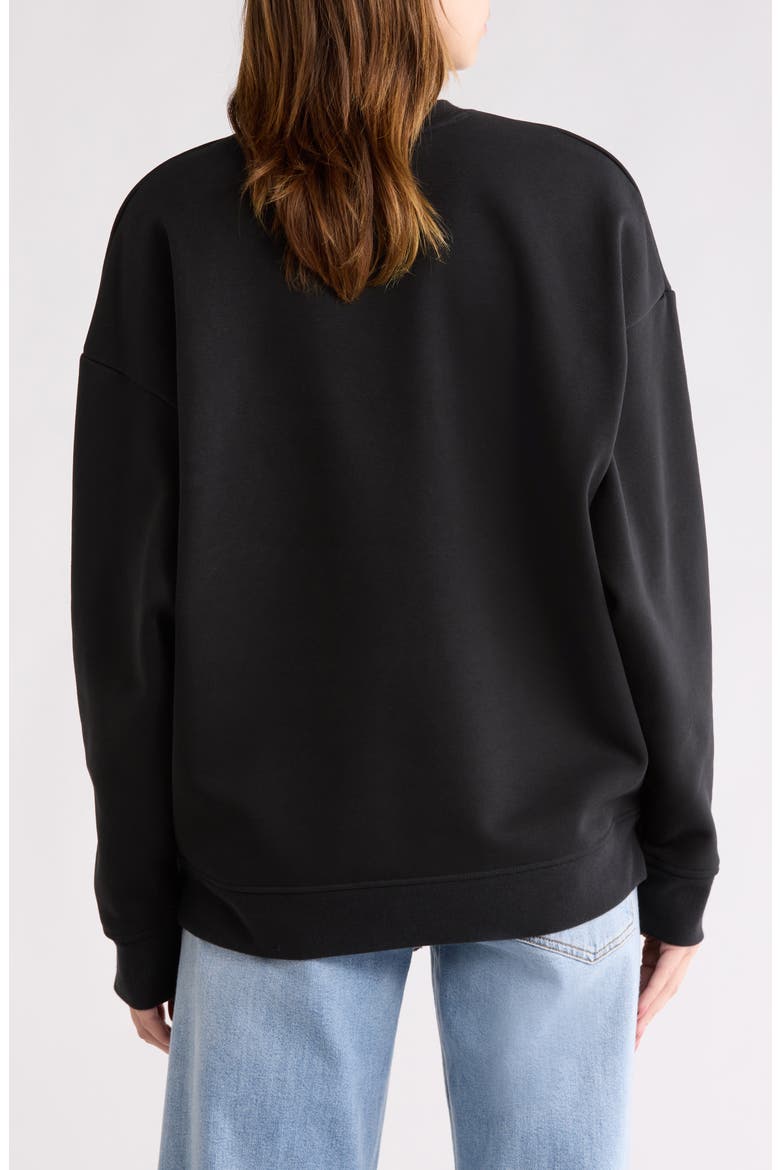 The Collegiate Embroidered Graphic Sweatshirt, Alternate, color, BLACK/ VELVET WHITE