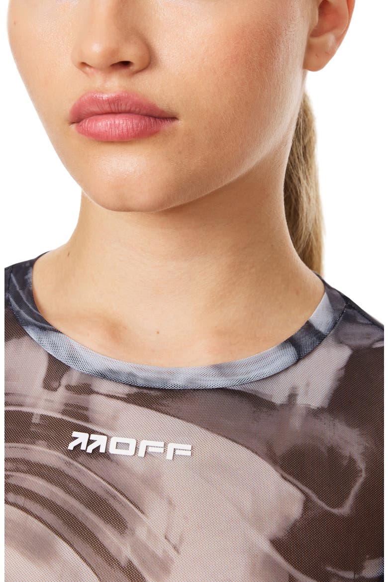 Swirl Print Fitted Mesh Crop Top, Alternate, color, BLACK WHITE SWIRL