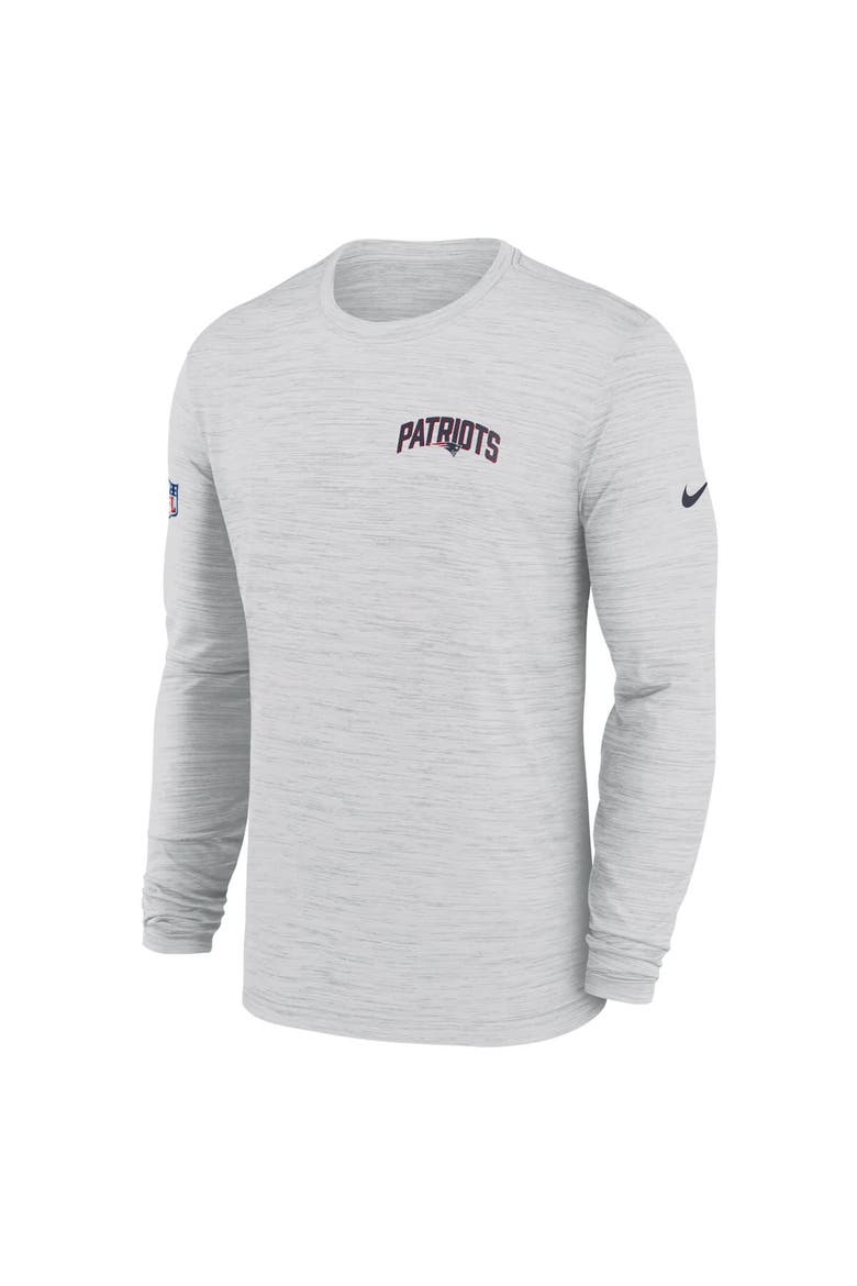 Men's Nike White New England Patriots Sideline Velocity Athletic Stack Performance Long Sleeve T-Shirt, Alternate, color, White
