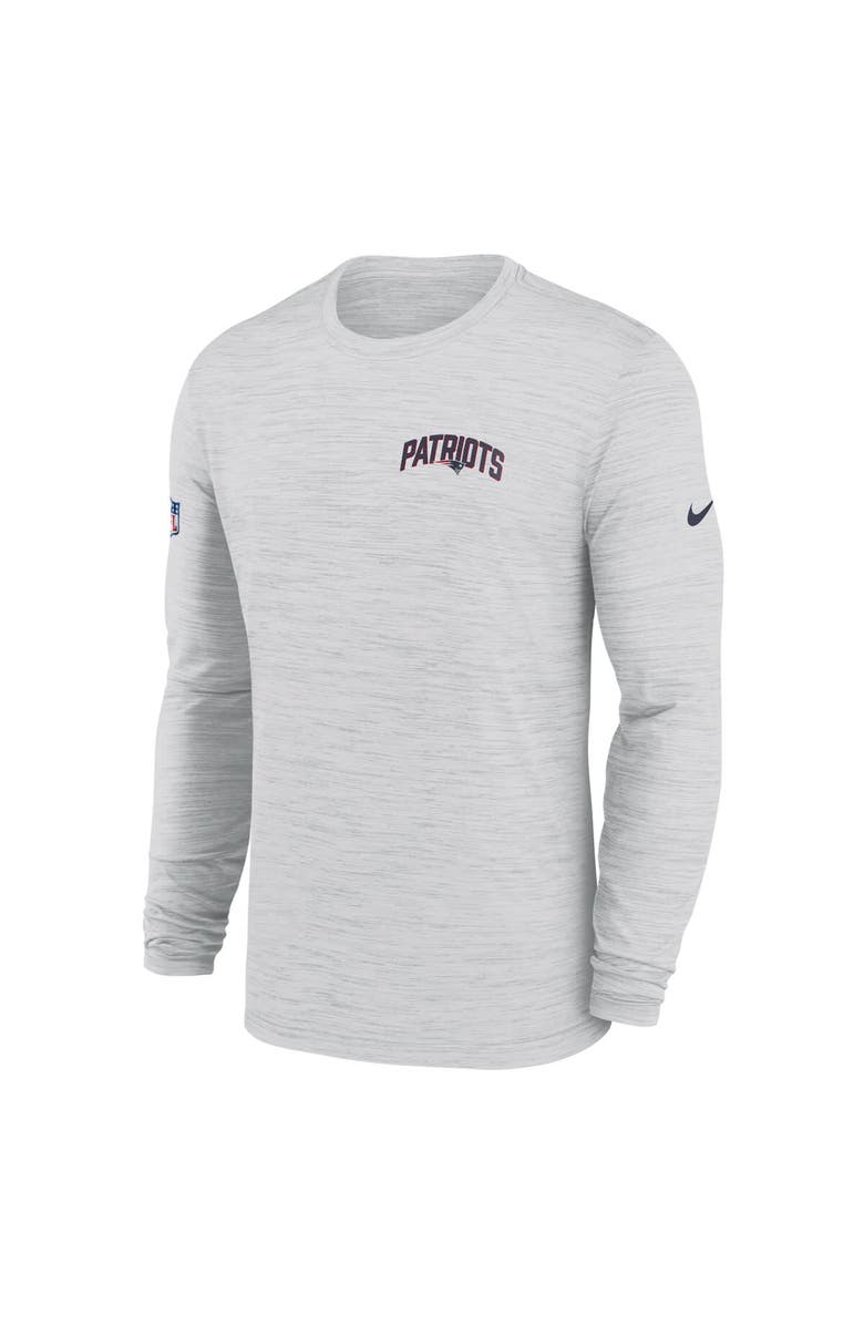 Nike Men's Nike White New England Patriots Sideline Velocity Athletic Stack Performance Long Sleeve T-Shirt, Alternate, color, 