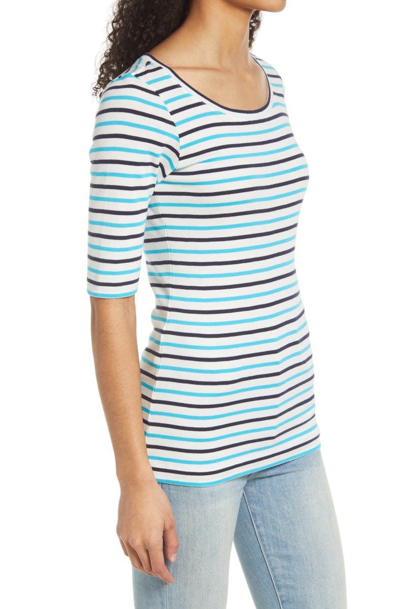 Caslon<sup>®</sup> Ballet Neck Cotton & Modal Knit Elbow Sleeve Tee, Alternate, color,