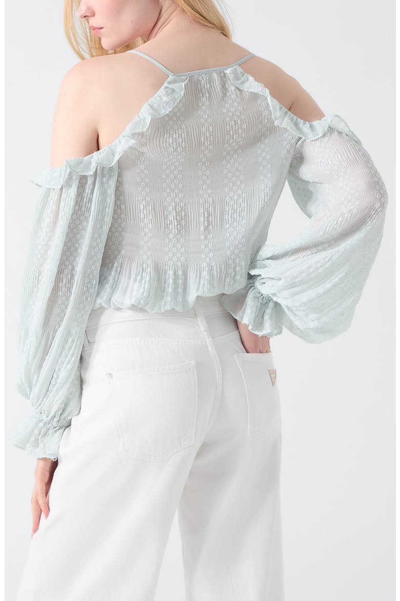 Emilia Clip Dot Cold Shoulder Top, Alternate, color, OPEN