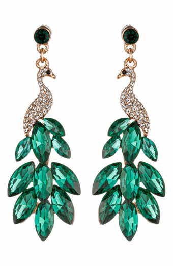 EYE CANDY LOS ANGELES Green Peacock Drop Earrings