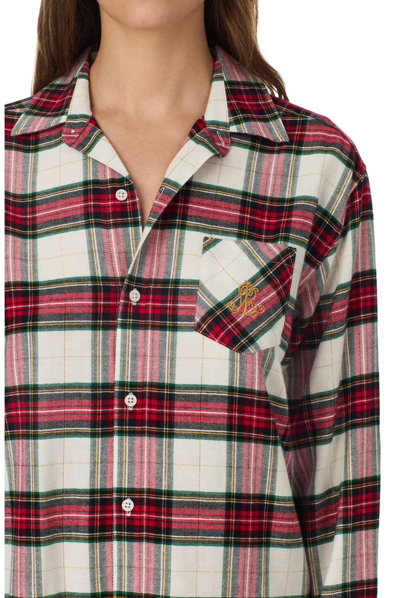 Plaid Long Sleeve His Shirt Sleep Shirt, Alternate, color, CREAM PLAID
