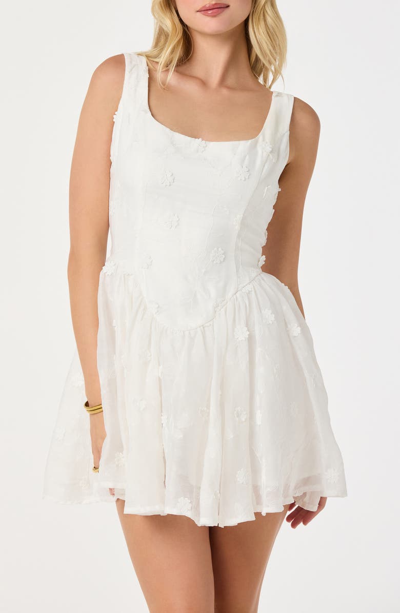 ASTR the Label Reina Floral Appliqué Minidress, Alternate, color, White