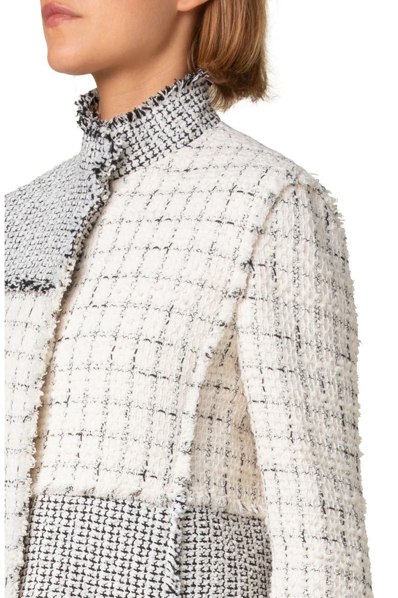 Mixed Check Tweed Jacket, Alternate, color, BLACK-CREAM