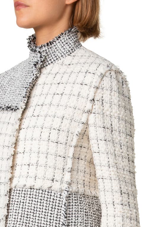 Akris Punto Mixed Check Tweed Jacket In Black-cream
