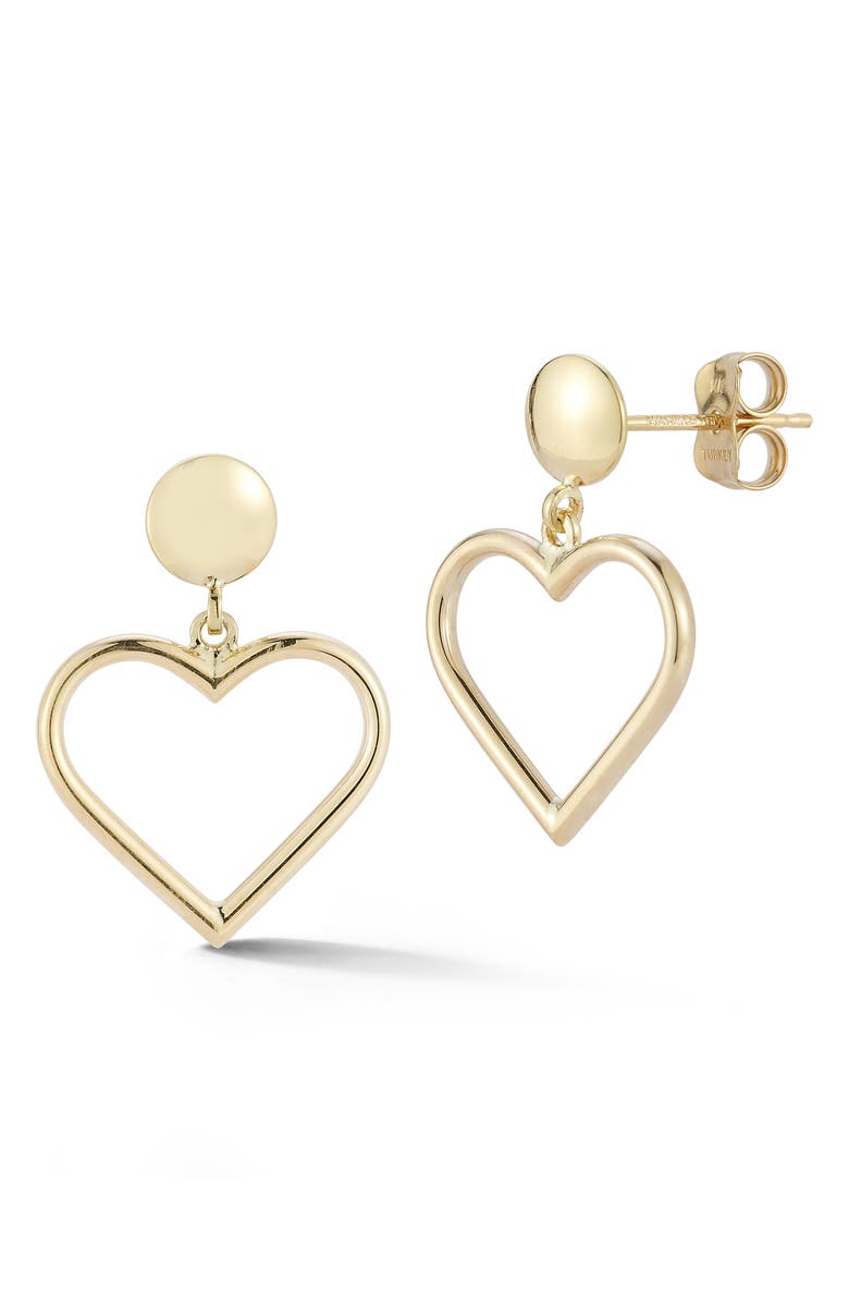 Ember Fine Jewelry Open Heart Drop Earrings, Main, color, Gold