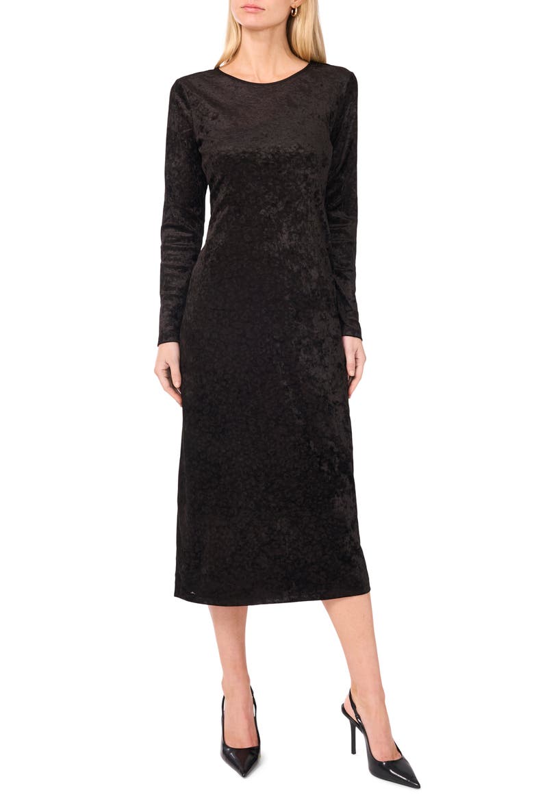 Long Sleeve Velvet Dress, Main, color, RICH BLACK
