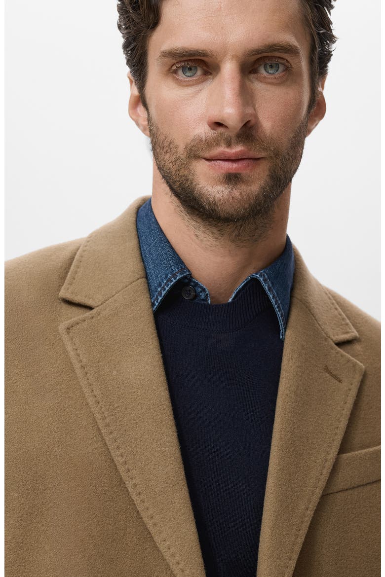 Slim Fit Wool Blend Overcoat, Alternate, color, MEDIUM BROWN