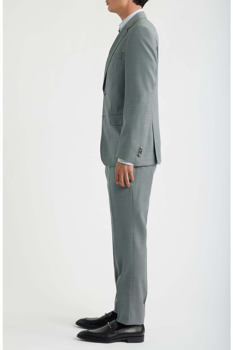 Huge Slim Fit Textured Virgin Wool Suit, Alternate, color, GREEN