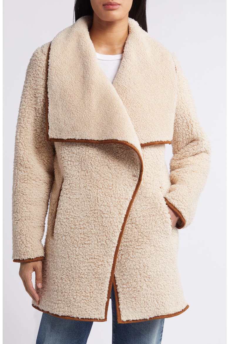 Shawl Collar Faux Fur Jacket, Main, color, OATMEAL