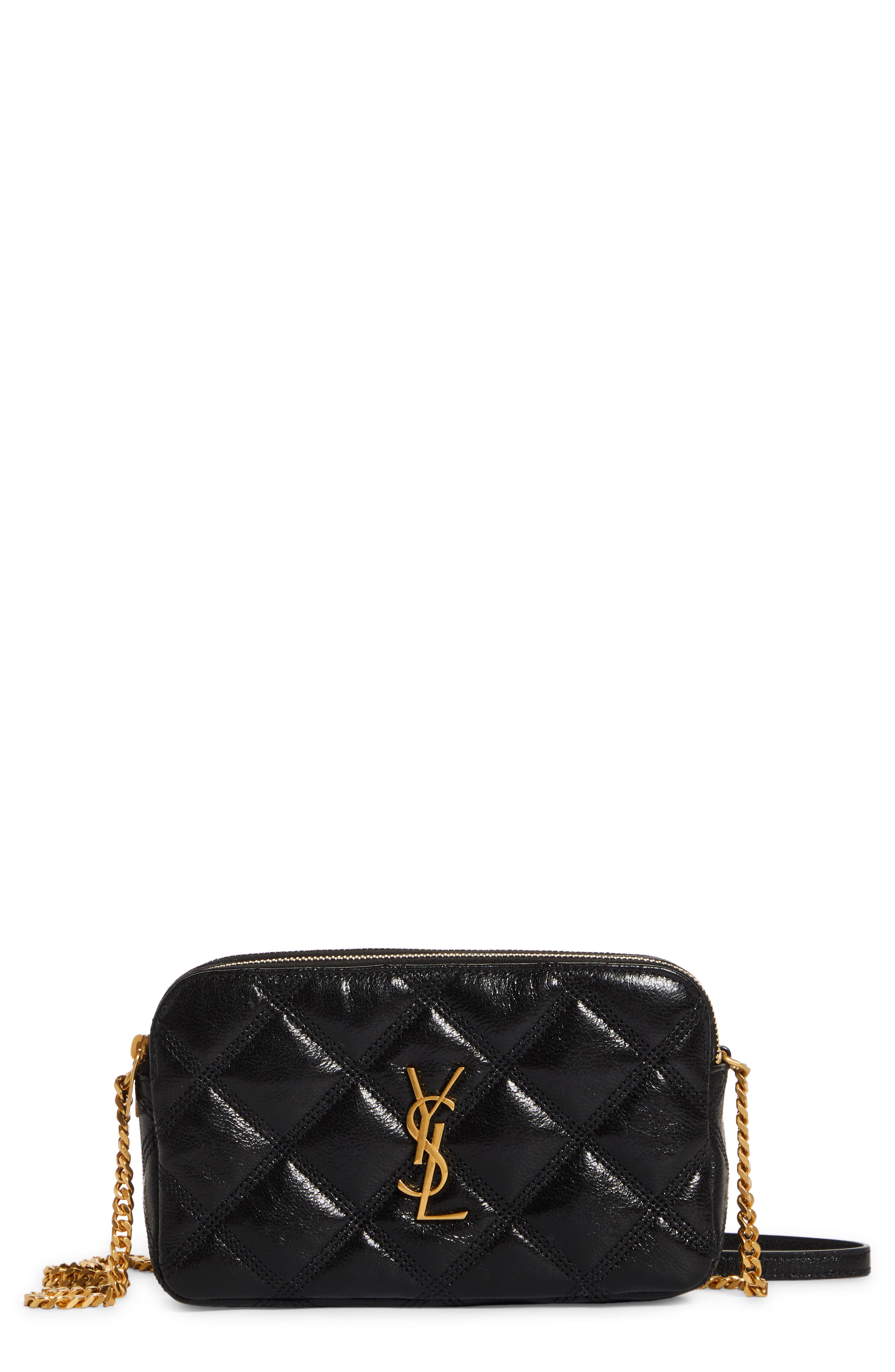 Saint Laurent Becky Diamond Quilted Leather Camera Bag, Main, color, 