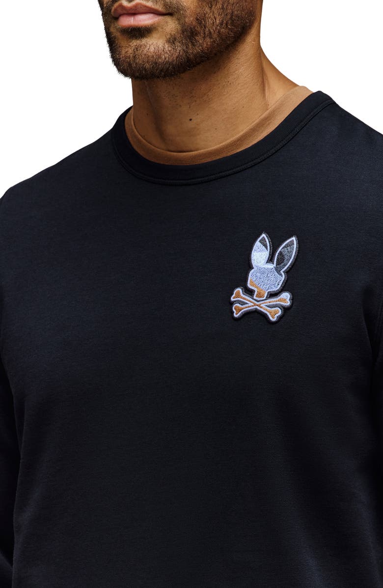 Psycho Bunny Dante Embroidered Crewneck Sweatshirt, Alternate, color, Black