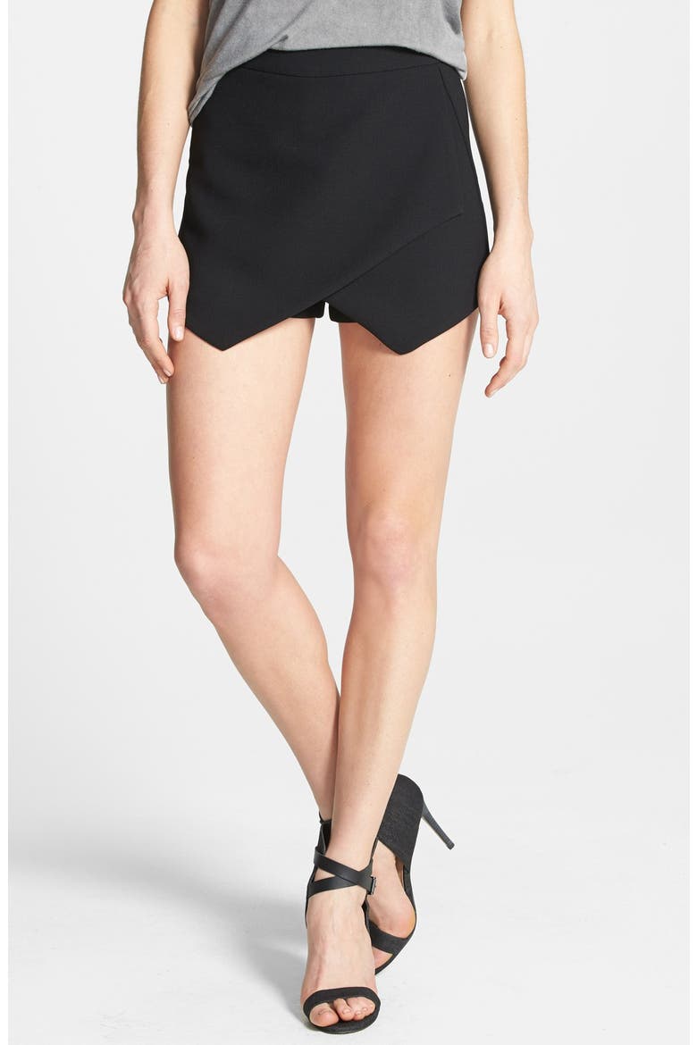 Pointed Hem Skort, Main, color, BLACK