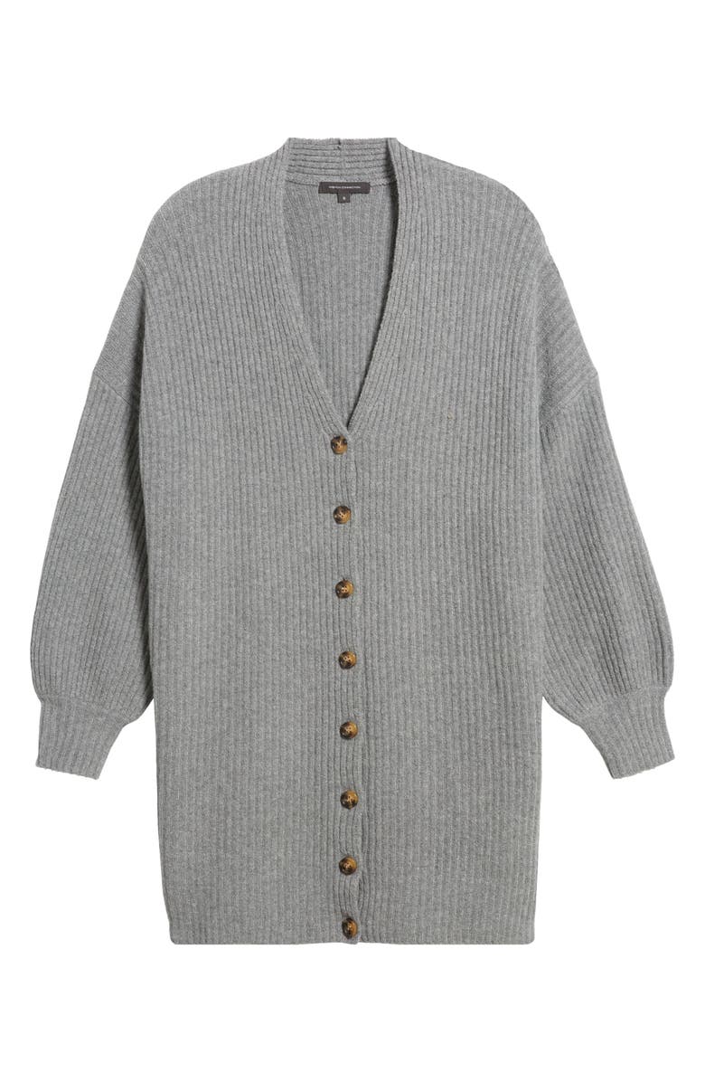 French Connection Babysoft Rib Button Front Long Sleeve Sweater Dress, Alternate, color, Med Grey Mel