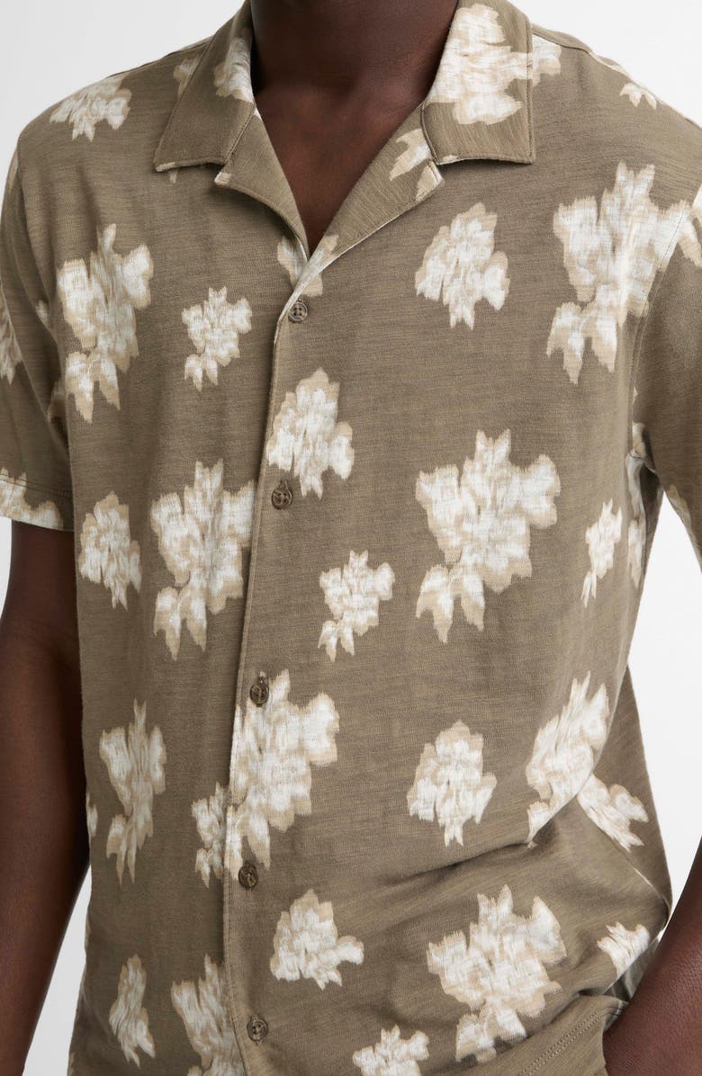 Vince Floral Slub Cotton Camp Shirt, Alternate, color, Kalamata Combo