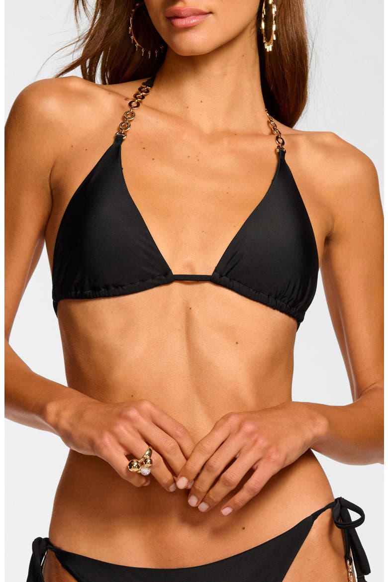 Terry Triangle Bikini Top, Main, color, BLACK