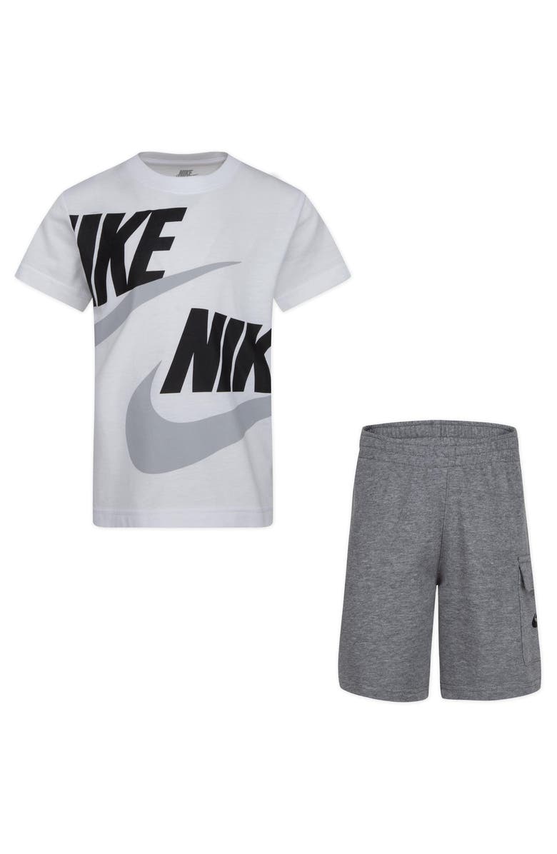 Nike Kids' Swoosh Tee & Cargo Shorts 2-Piece Set, Main, color, Carbon Heather
