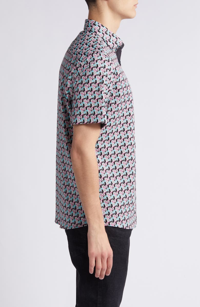 Stone Rose Zebra Short Sleeve Trim Fit Button-Up Shirt, Alternate, color, 