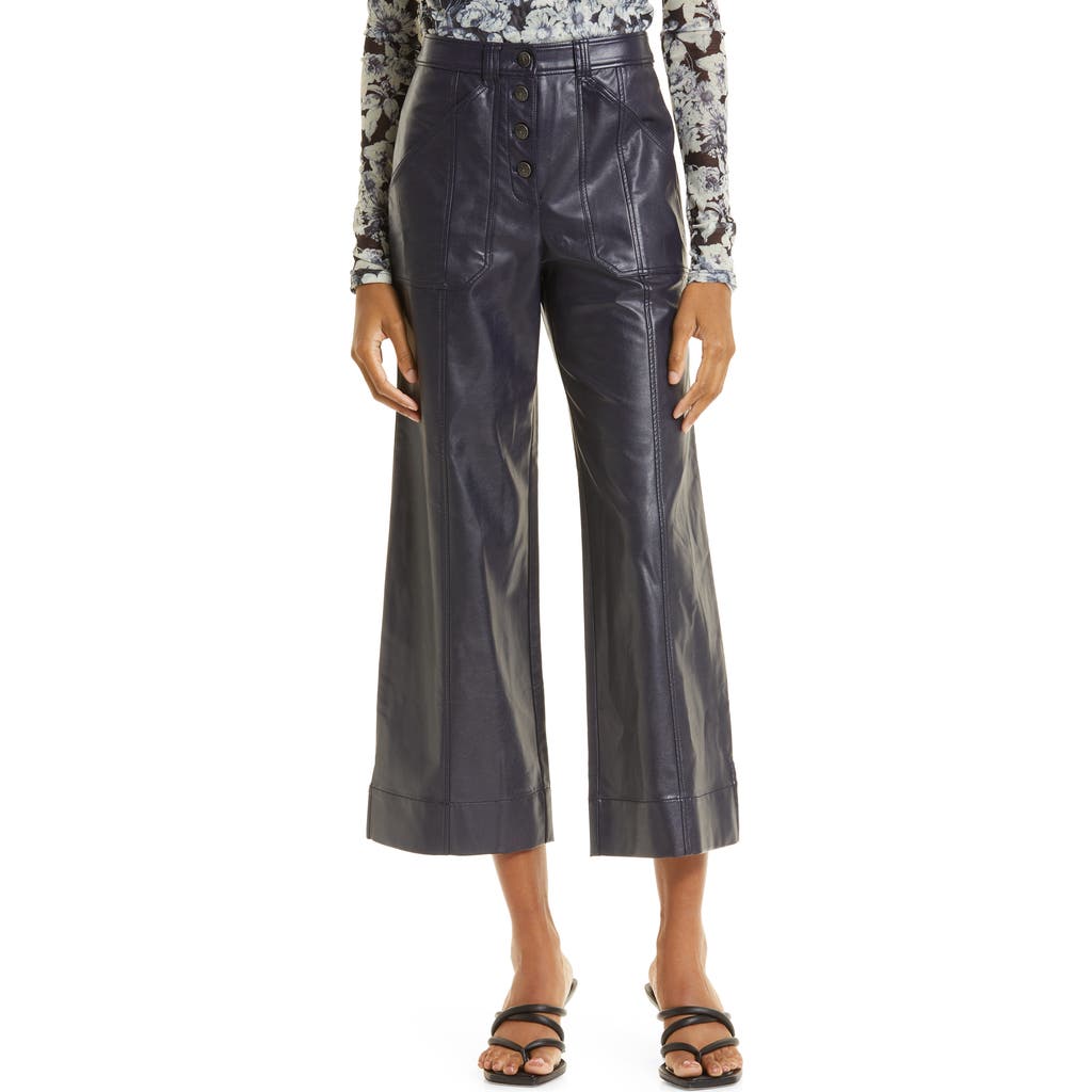 Cinq à Sept Benji Faux Leather Crop Pants in Navy  product