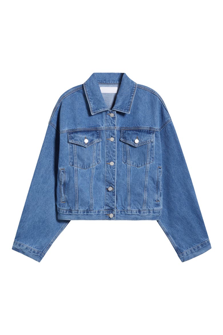 Oversize Denim Trucker Jacket, Alternate, color, MEDIUM WASH
