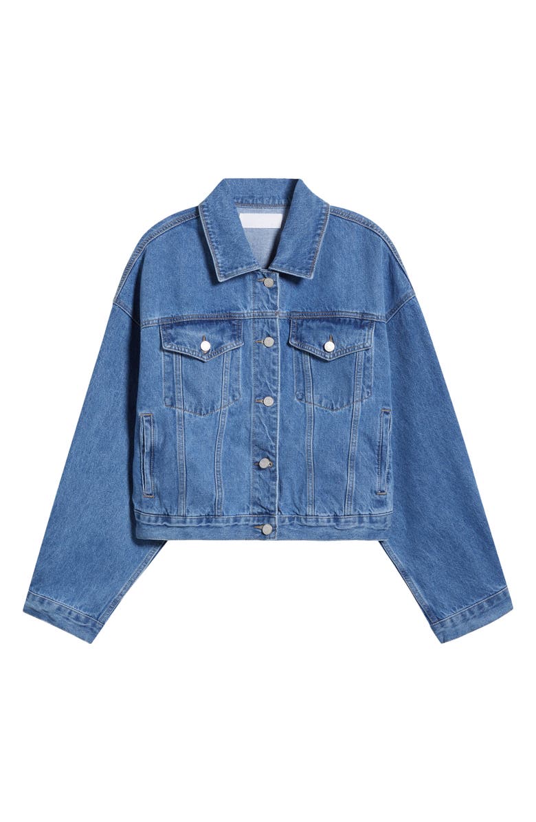 Naked Wardrobe Oversize Denim Trucker Jacket, Alternate, color, Medium Wash