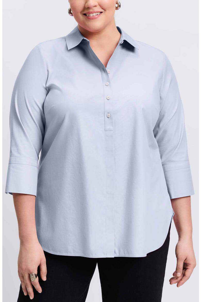 Madison Non-Iron Three-Quarter Sleeve Cotton Button-Up Shirt, Main, color, BLUE WAVE