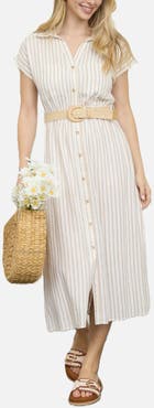 ZOE AND CLAIRE Stripe Belted Shirtdress
