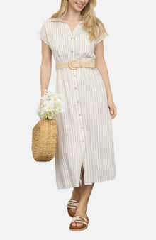 ZOE AND CLAIRE Stripe Belted Shirtdress